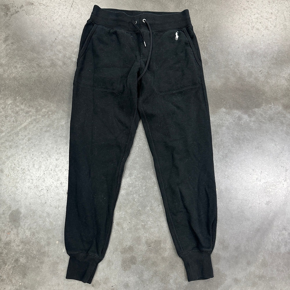 Polo Ralph Lauren Womens Black Fleece Joggers Drawstring Sweatpants XS TP